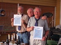 2008 0816 192604  De to tidligere kadetelever med Rederichefen i midten. De fremviste diplomer er beviset for deltagelse i Rederiets kanotur